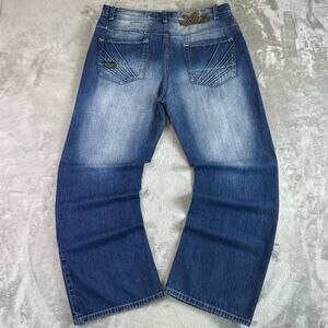 Vintage 90’s Akademiks Faded Blue Baggy Denim Jeans Size 36